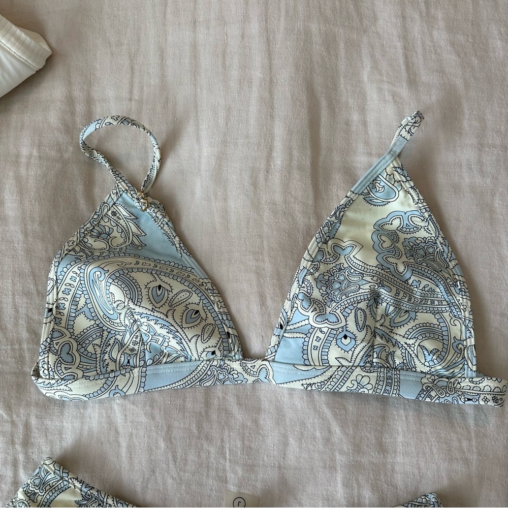 Montce Blue and Cream Paisley Bikini Top